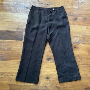 Jones New York Chocolate Brown 100% Linen Wide-Leg Trouser Pants